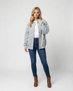 Lockere Damen Oversize BasR&Ball Jacke im verspielten Koreanischen Stil