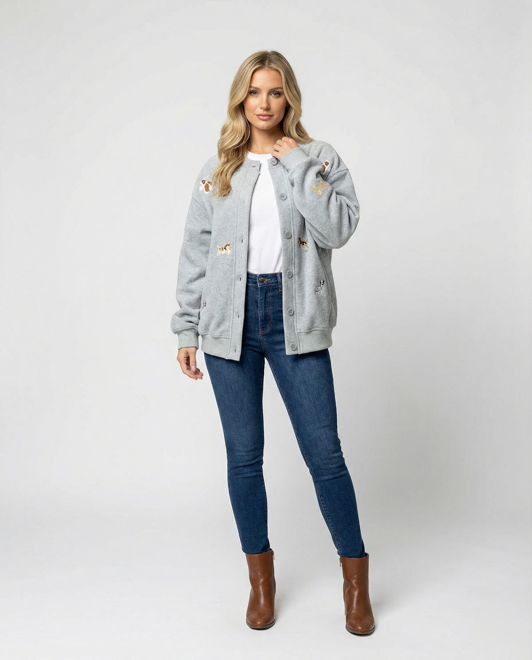 Lockere Damen Oversize BasR&Ball Jacke im verspielten Koreanischen Stil