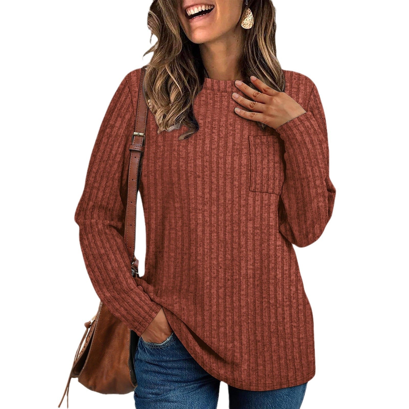 Damen lässiges Langarmshirt mit Streifen R&B