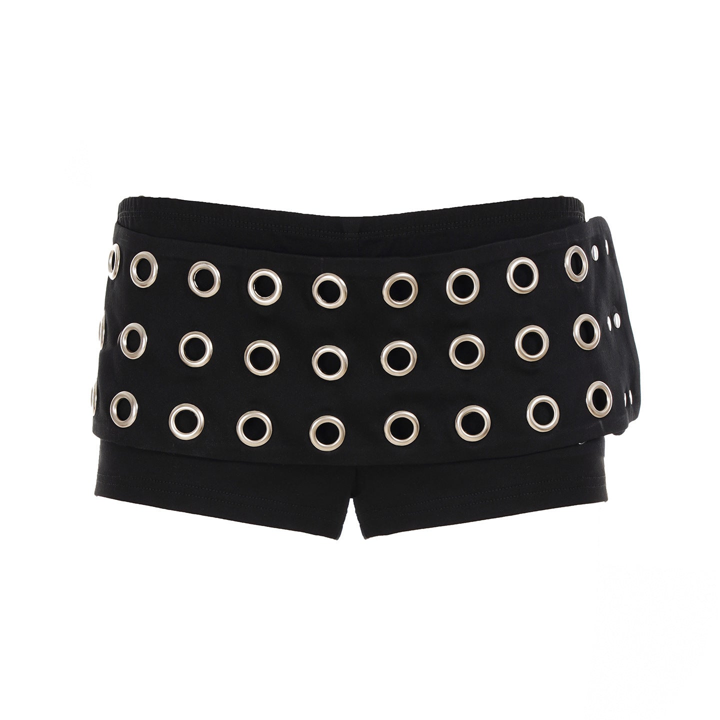 Damen kurze Shorts mit dekorativem Ösen-Design R&B