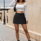 Damen figurbetontes Langarmshirt mit strukturiertem Rippenmuster