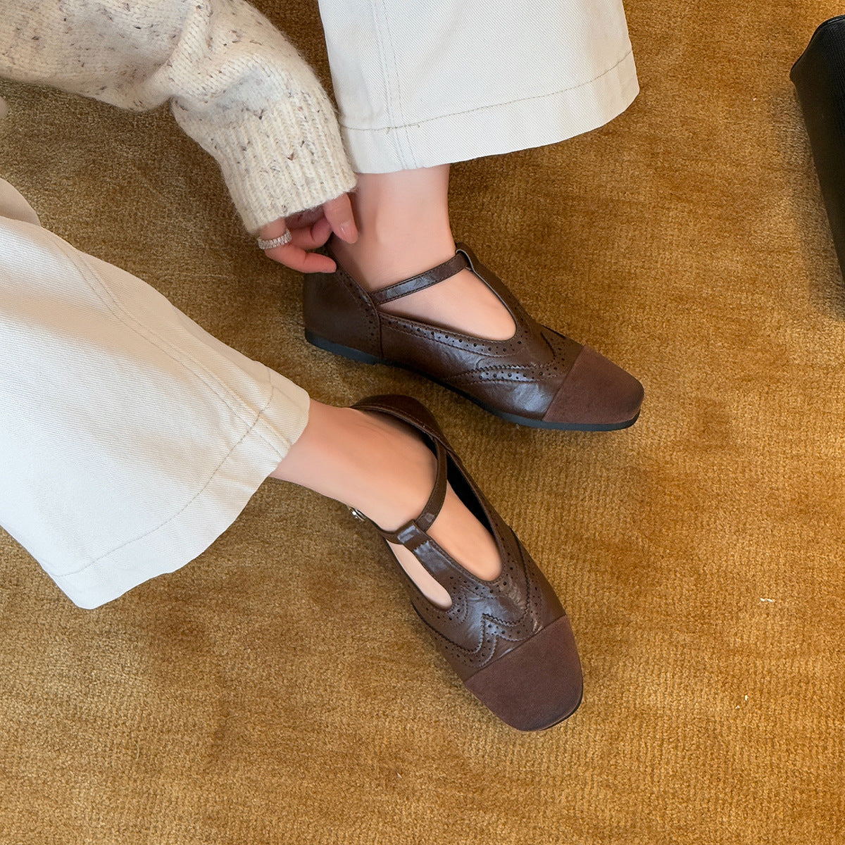 Damen Elegante und komfortable Mary Jane Schuhe mit verstellbarem Riemen und weichem Fußbett R&B