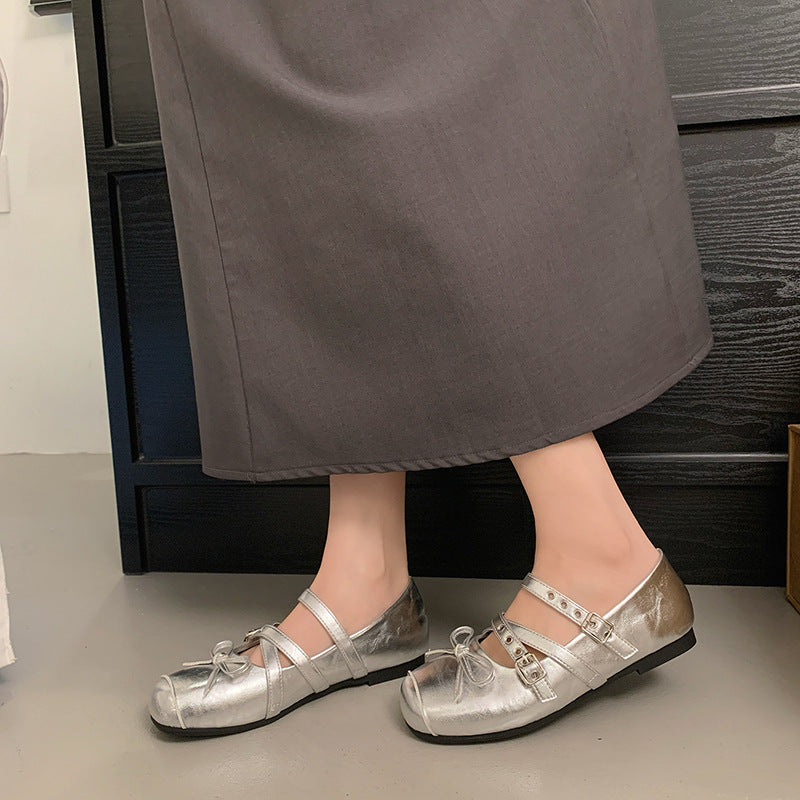 Damen Ballerinas mit verstellbaren Riemchen und süßem Schleifendesign R&B