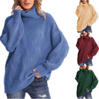 Damen Weicher Strickpullover mit hohem Kragen und Kabelmuster R&B