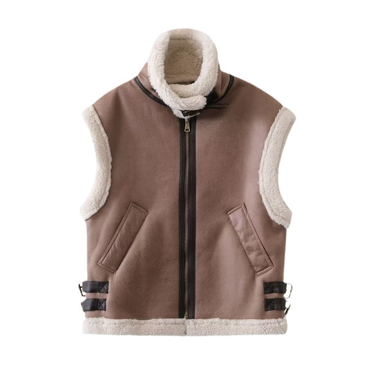 Damen modische Weste mit kuscheligem Innenfutter und eleganten Details R&B