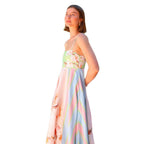 Damen Maxikleid mit floralem und gestreiftem Design R&B