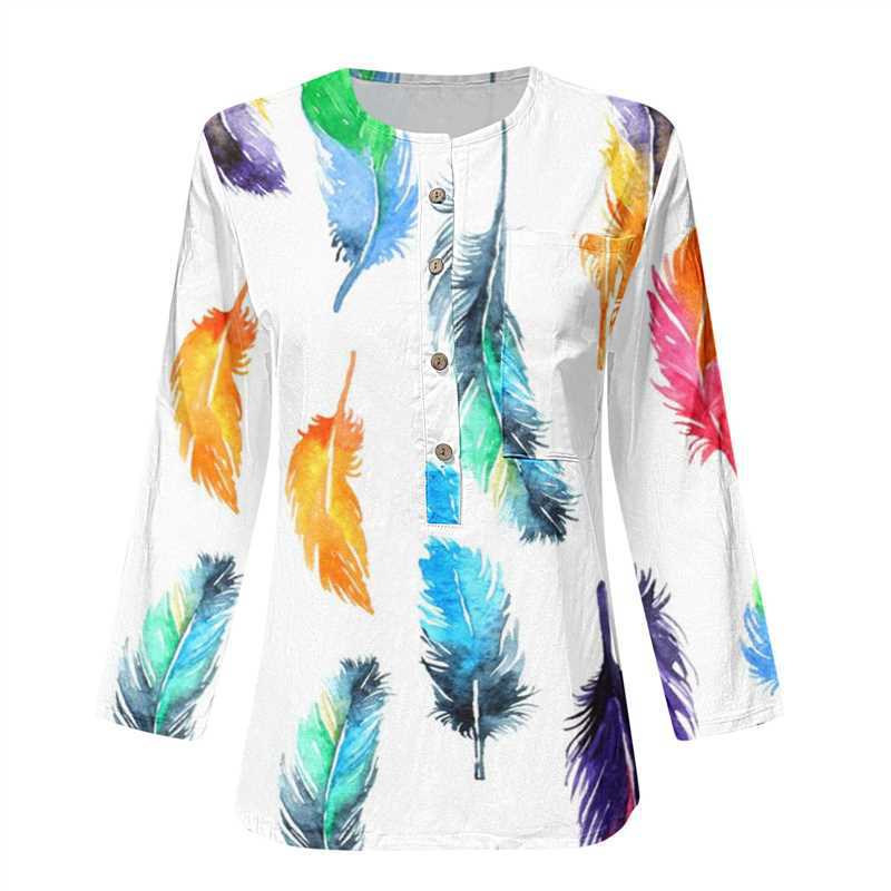Damen Lange Ärmel Bluse mit Knopfleiste und Blumenmuster R&B