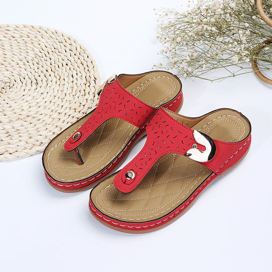 Damen Bequeme Zehentrenner-Sandalen mit verstellbarem Riemen und gepolsterter Sohle R&B