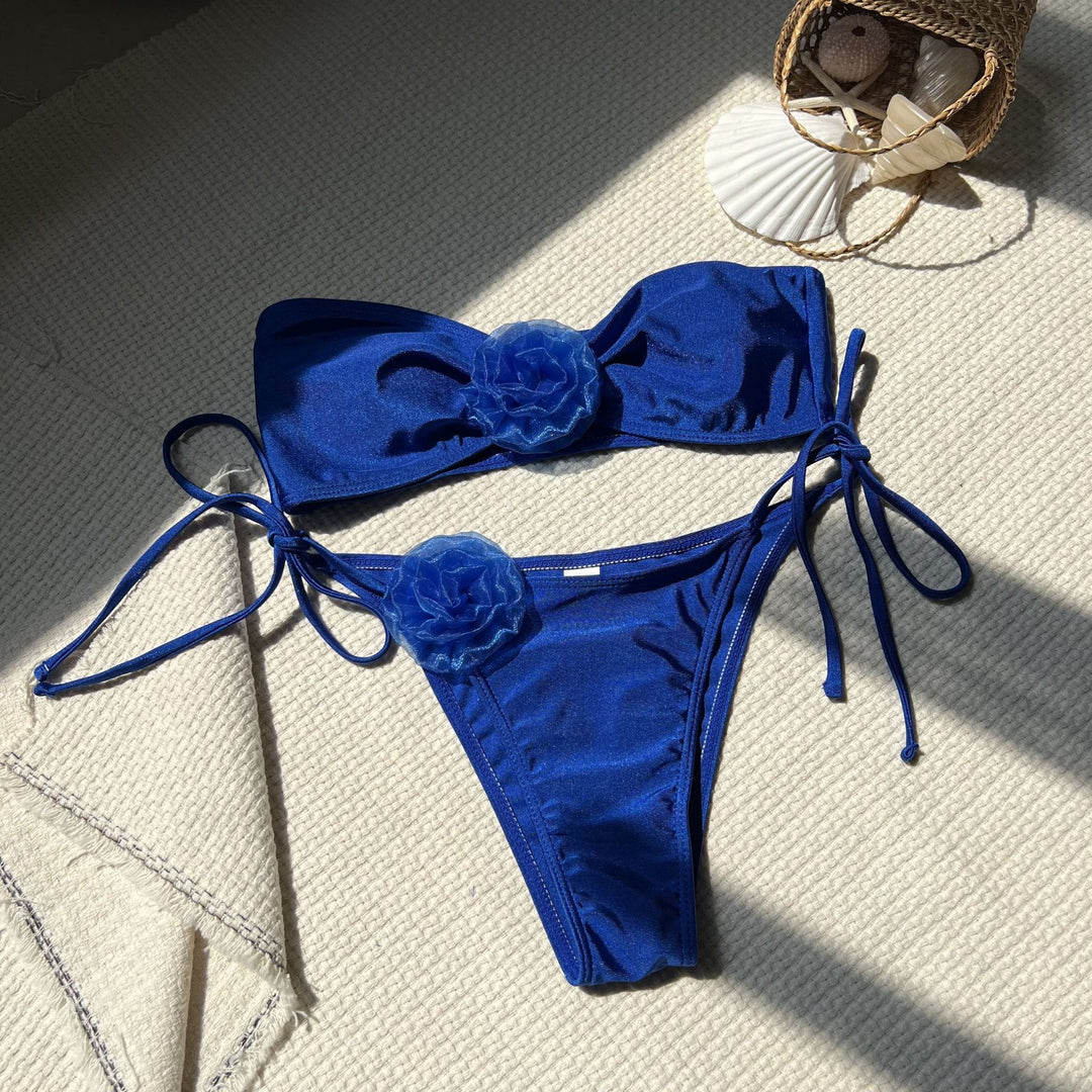 Damen Bikini-Set mit romantischen Blütenapplikationen R&B