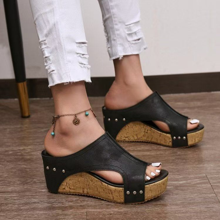 Damen sommerliche Keil-Pantoletten