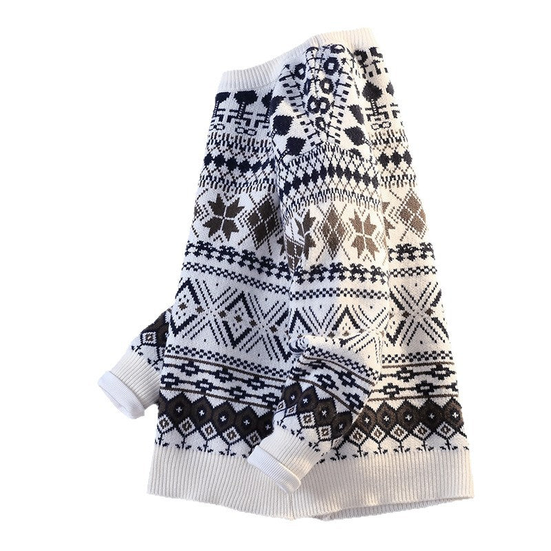 Herren gemusterter Pullover mit winterlichem Design und hohem Kragen R&B