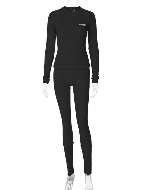 Damen Sportliches Funktions-Set mit langärmligem Oberteil und enganliegender Hose R&B