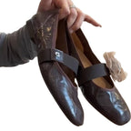 Damen Ballerinas mit floralem Dekor und elastischem Riemen