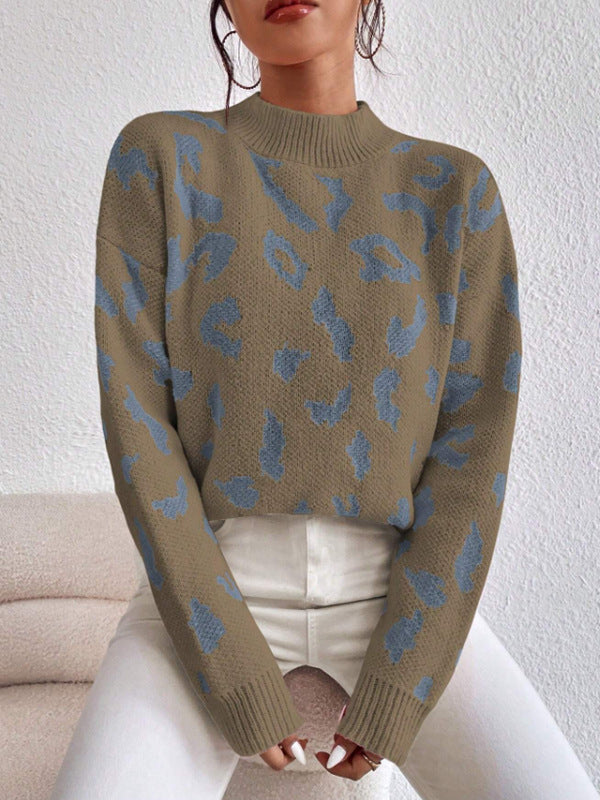 Damen modischer Pullover mit auffälligem Tiermuster und bequemer Passform R&B