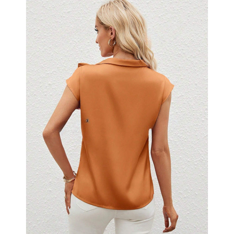 Damen elegante Bluse mit dekorativem Schleifen-Detail und schimmerndem Finish R&B