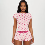 Damen Freizeitpyjama Set mit herzförmigem Design und elastischem Bund R&B