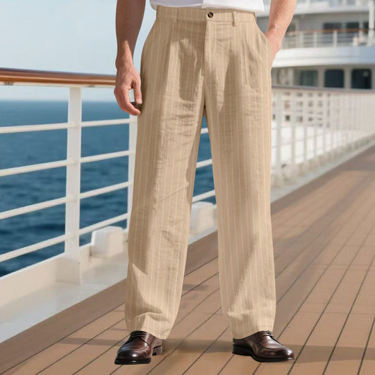 Herren Elegante Streifenhose mit lockerem Schnitt und praktischen Taschen R&B