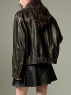 R&B | Bowknot Zip Up Lederjacke