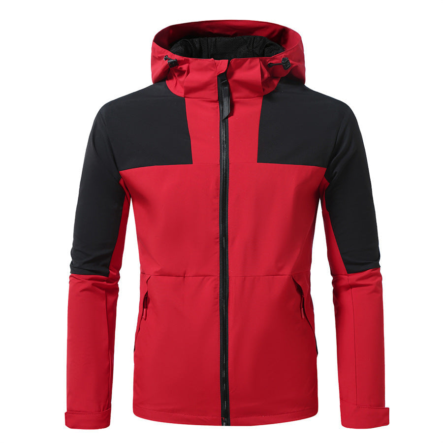 Herren funktionale Outdoor-Jacke mit verstellbarem Kapuzenbereich R&B