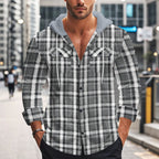 Herren Hemd mit Kapuze aus kariertem Stoff und modischen Details R&B