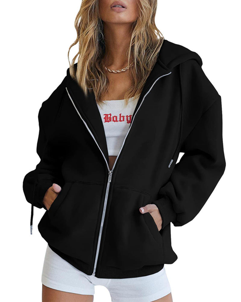 Damen Oversized Kapuzenjacke mit Reißverschluss R&B