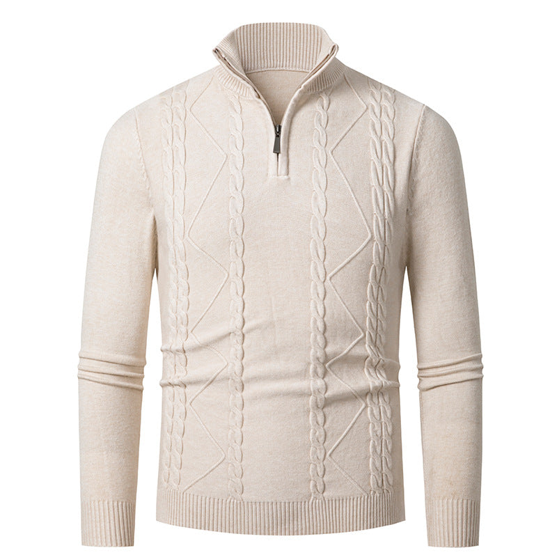 Herren Strickpullover mit Halb-Zip und strukturiertem Muster R&B