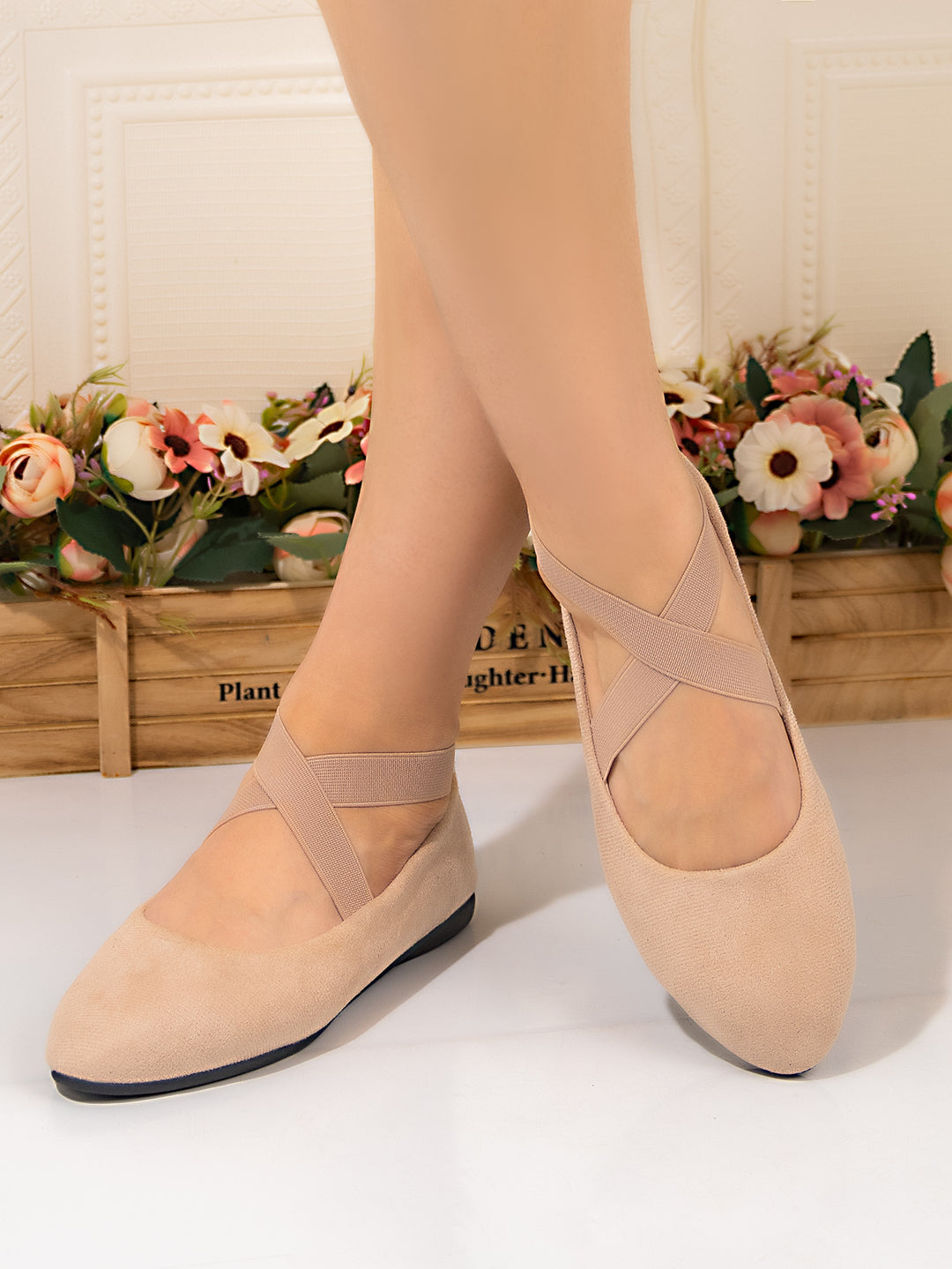 Damen Ballerinas mit elegantem Überkreuzriemen und weichem Innenfutter R&B