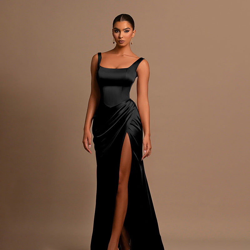 Damen Elegantes Wickelkleid mit hochgeschlossenem Design und seitlichem Schlitz R&B