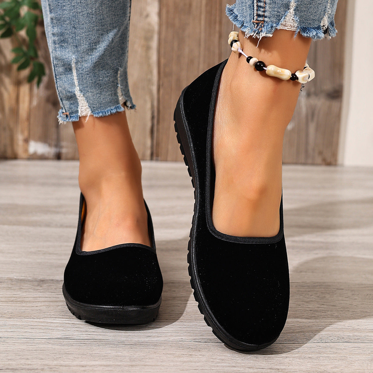 Damen Bequeme und elegante Slipper aus hochwertigem Samt R&B
