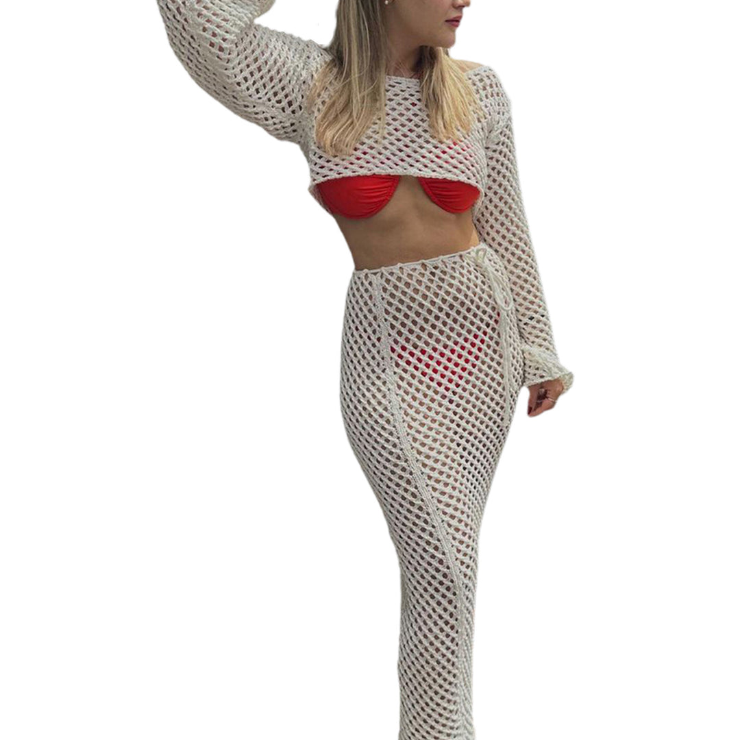 Damen Netzkleid mit langem Schnitt und stylishen Rüschen R&B