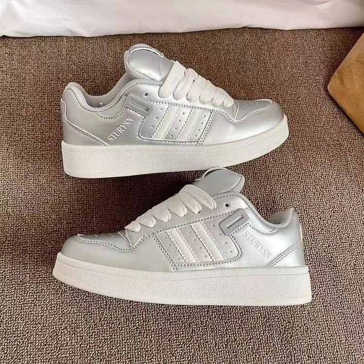 Damen Modische Sneaker mit schimmerndem Metallic-Obermaterial und gepolsterter Innensohle R&B