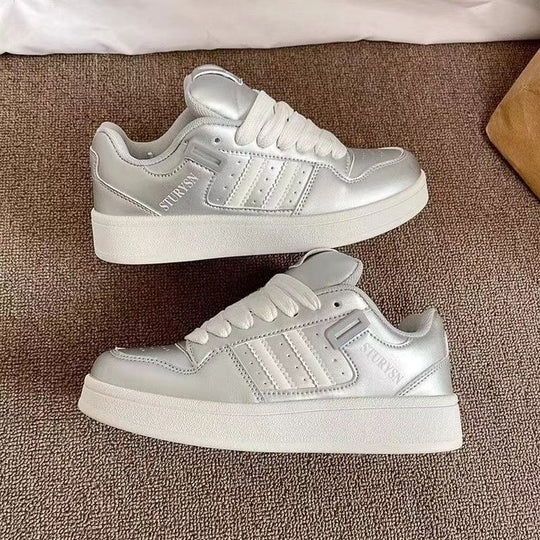 Damen Modische Sneaker mit schimmerndem Metallic-Obermaterial und gepolsterter Innensohle R&B