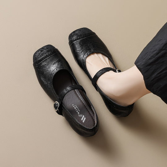 Damen Ballerinas mit hochwertigem Textil und verstellbarem Riemen R&B