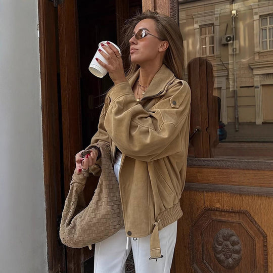 Damen lässige Wildlederjacke R&B