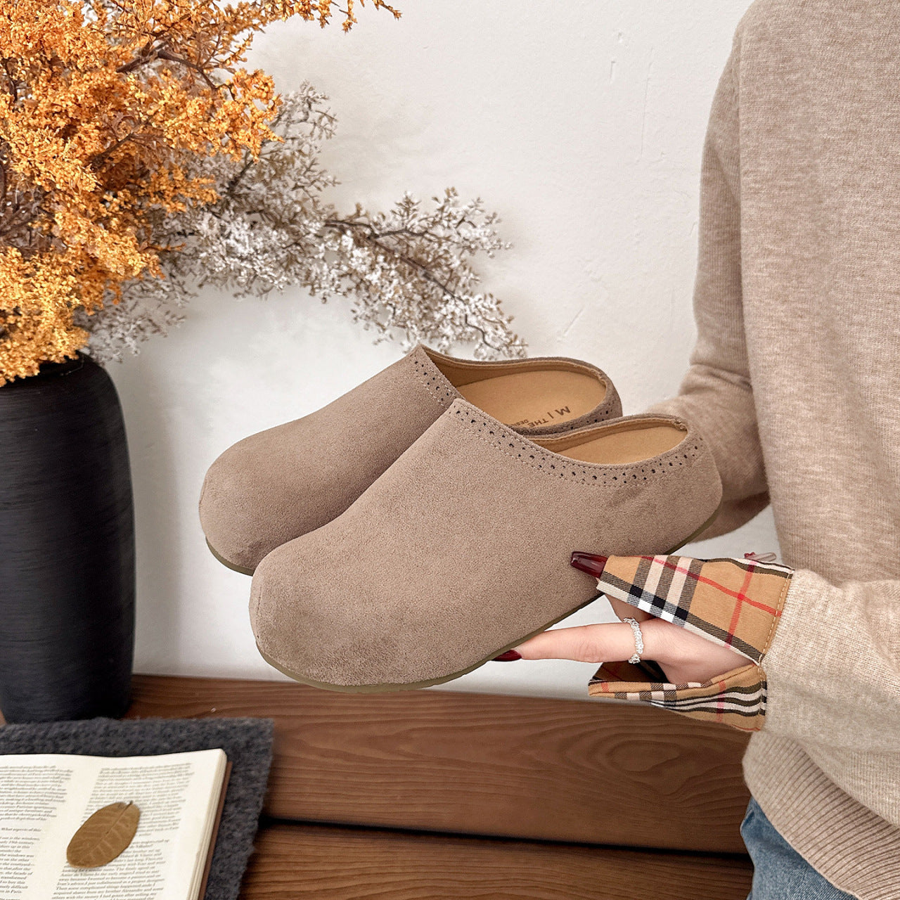Damen Komfortable Filzclogs mit exquisitem Innenfutter R&B