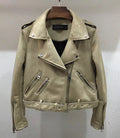 Damen Bikerjacke aus hochwertigem Wildleder mit stilvollen Reißverschlussdetails
