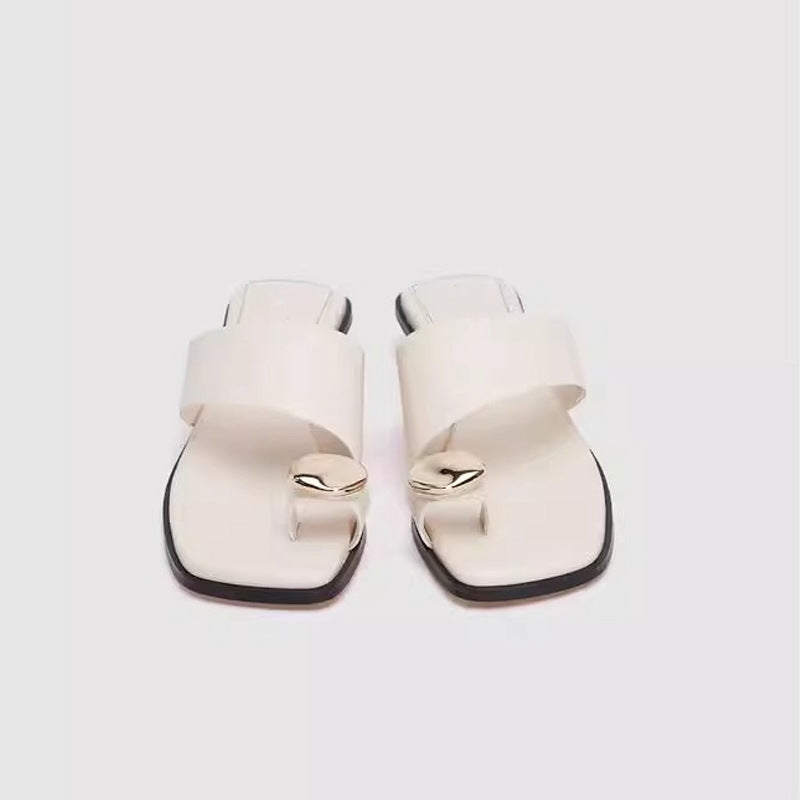 Damen Edle Zehentrenner-Sandalen mit glänzenden Akzenten R&B