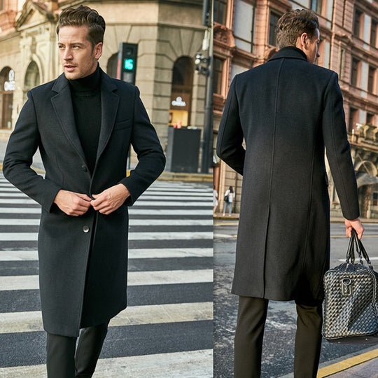 Herren eleganter Übermantel mit schmalem Schnitt und modernen Details R&B