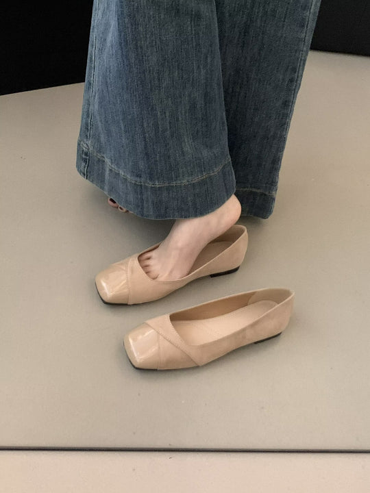 Damen Komfortable Ballerinas aus hochwertigem Wildleder mit eleganter Lackspitze R&B