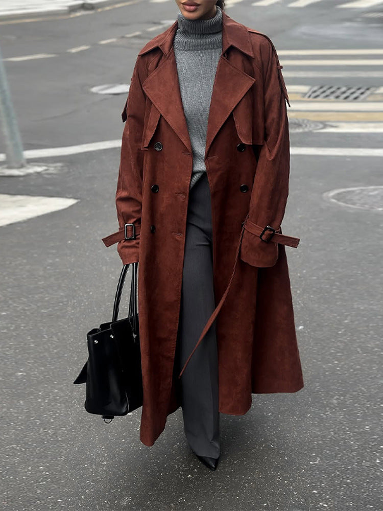 Damen Eleganter Trenchcoat aus Wildleder R&B