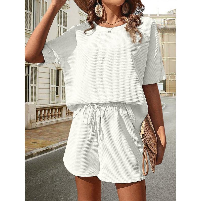 Damen lässiges Set aus Top und Shorts mit elastischem Bund R&B