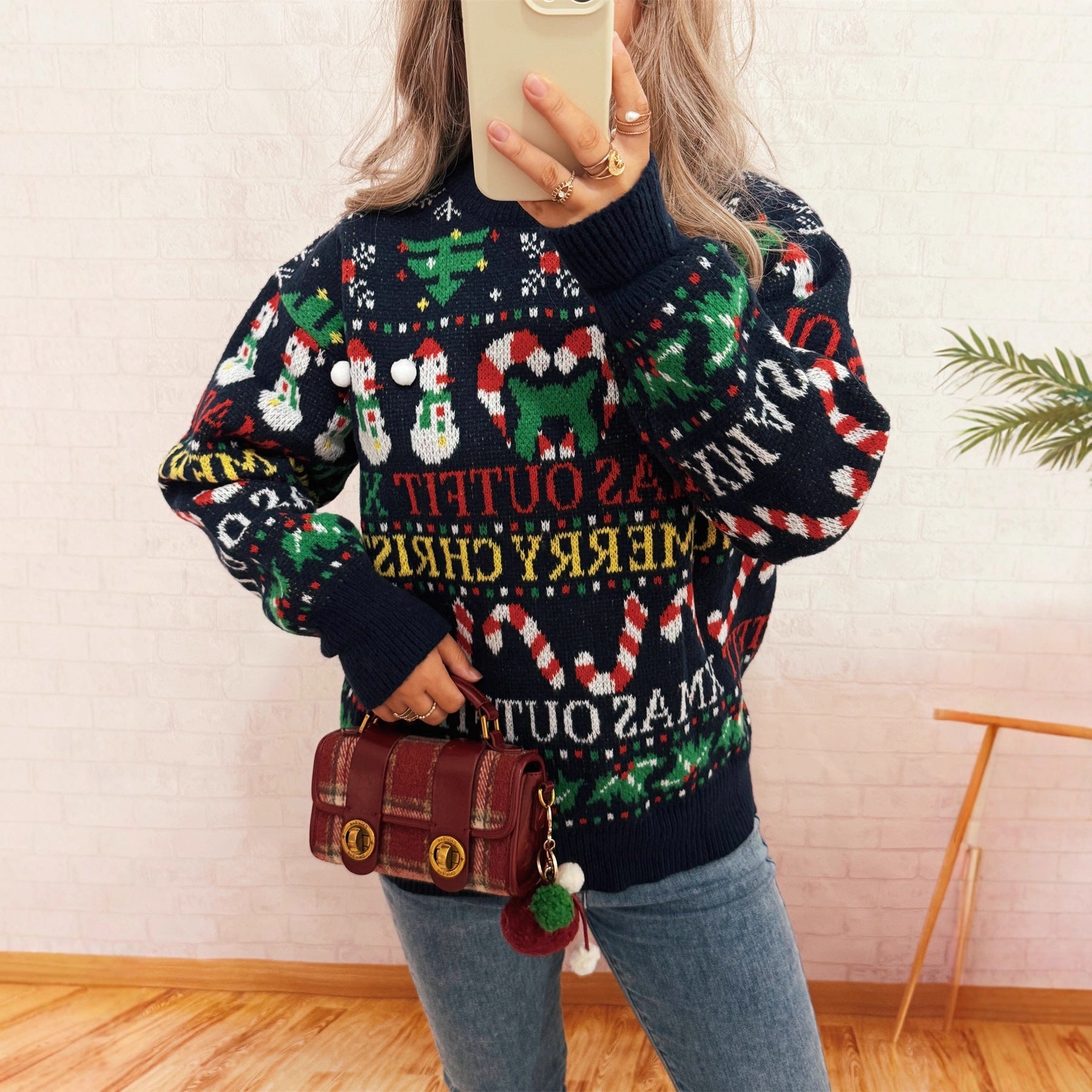 Damen Weihnachts-Pullover mit nordischem Design und festlichen Motiven R&B
