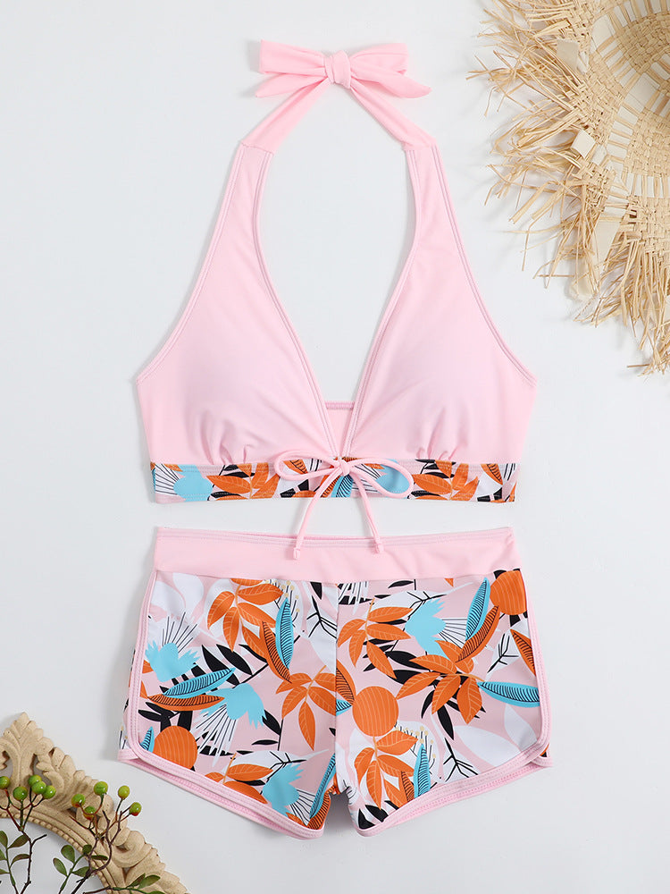 Damen Sportliches Bikini-Set mit verstellbarem Haltertop und Shorts R&B