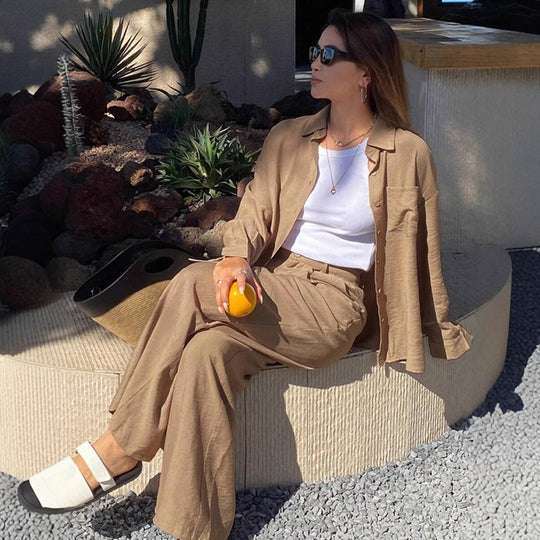 Damen Bequemes Lounge-Set aus leichtem Stoff mit eleganten Details R&B