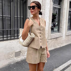 Damen modischer ärmelloser Blazer mit Shorts R&B