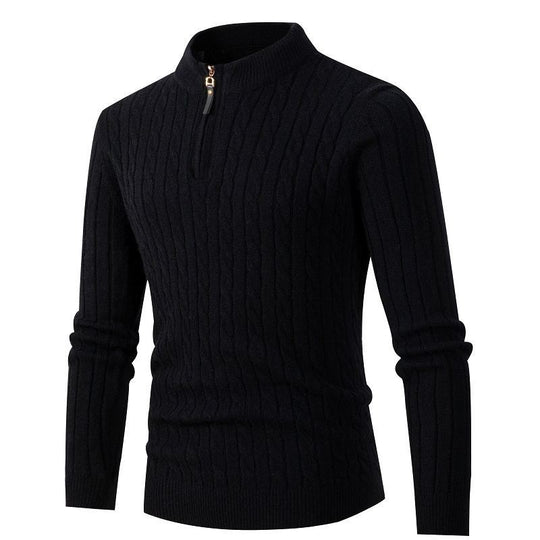 Herren Strickpullover mit Reißverschluss und strukturierter Rippoptik R&B