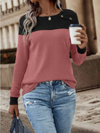 Damen Pullover mit strukturiertem Design und Button-Details R&B
