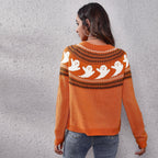 Damen Strickpullover mit gruseligem Geister-Motiv R&B