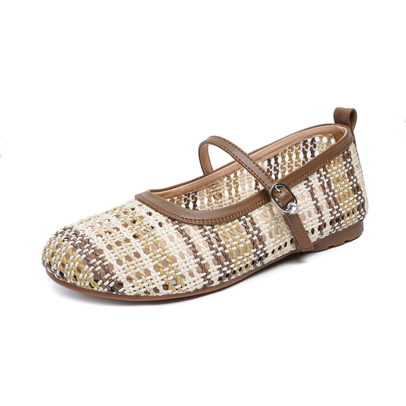 Damen Ballerinas mit modischem Riemchen und atmungsaktivem Korbdesign R&B