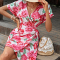 Damen Sommerliches Wickelkleid mit floralem Muster und seitlichem Schlitz R&B